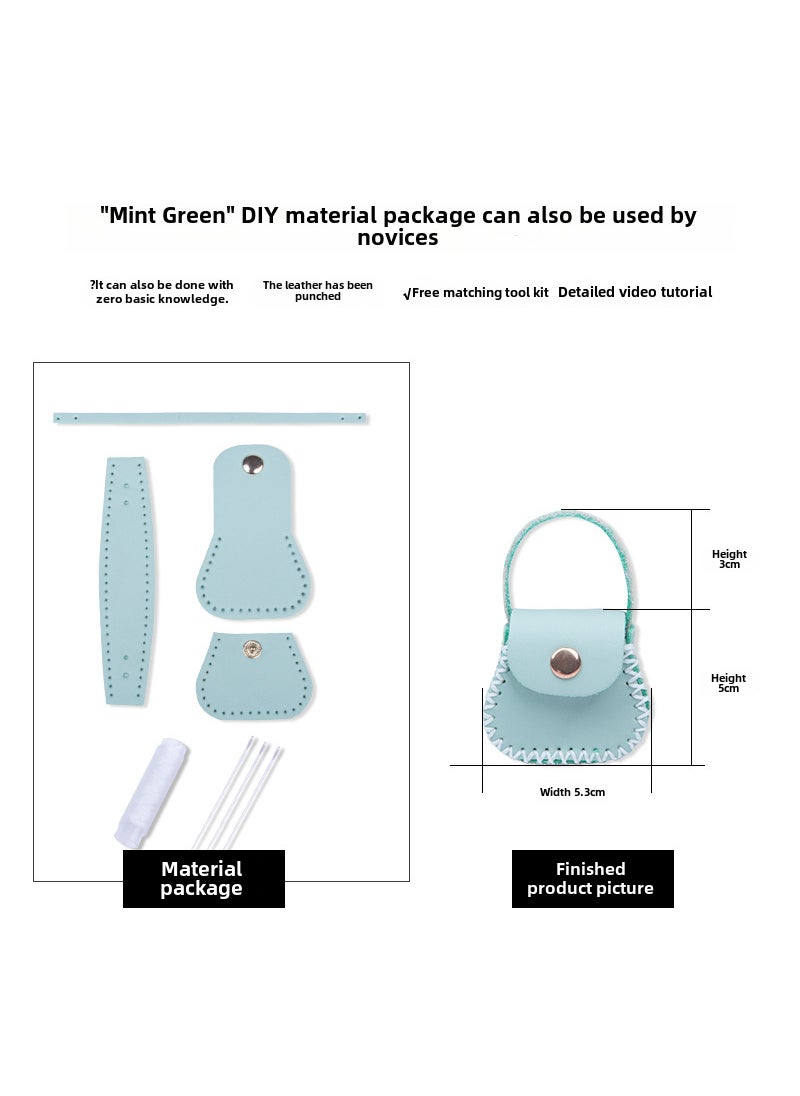 Generic Mini Genuine Leather Coin Purse DIY KitTwo-layer mint green coin bag [material bag]] Two-layer mint green coin bag [material bag]] 