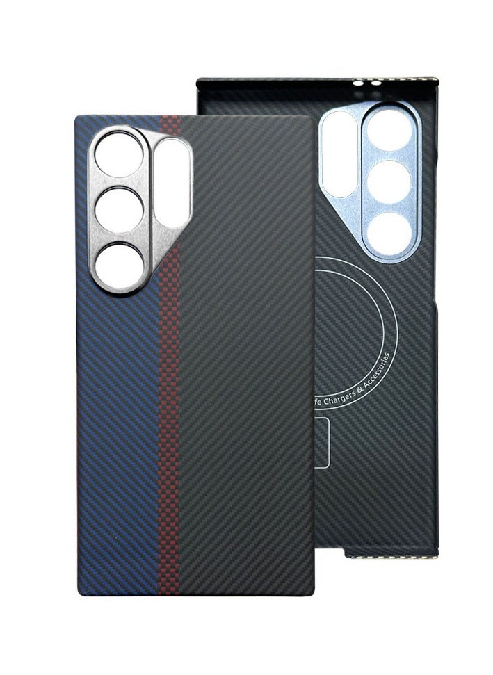 Generic - Case for Samsung Galaxy S24 Ultra with MagSafe, Slim & Light Minimalist Style Protective Cover, 600D Aramid Fiber Made, Carbon Fiber Texture, 3 Color-Blue - Image 1