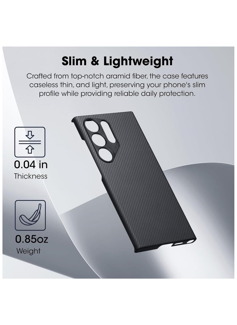 Generic - Case for Samsung Galaxy S24 Ultra with MagSafe, Slim & Light Minimalist Style Protective Cover, 600D Aramid Fiber Made, Carbon Fiber Texture, 3 Color-Blue - Image 1