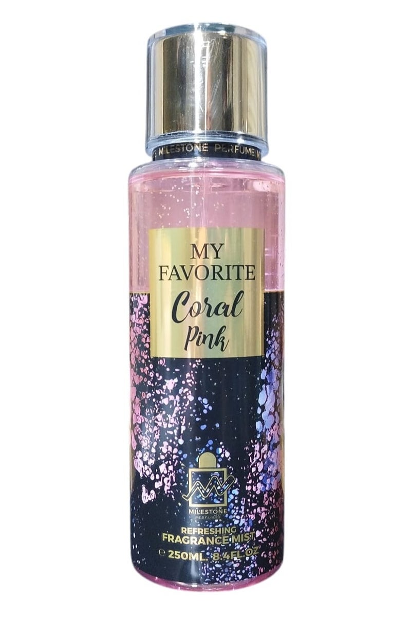 Milestone My Favorite Coral Pink Refreshing Fragrance Mist For Women - 250 ML