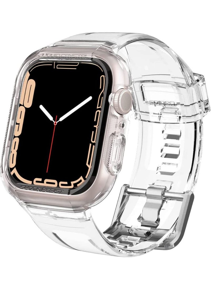 Spigen غطاء حماية Liquid Crystal Pro مع حزام لساعة Apple Series 7 (45 ملم) والسلسلة 6/SE2/SE/5/4 (44 ملم) - شفاف كريستالي  - Image 1