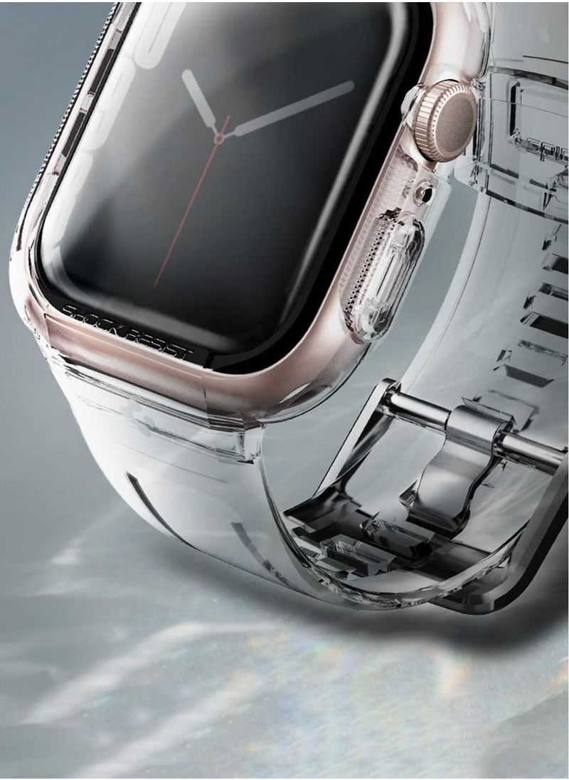 Spigen غطاء حماية Liquid Crystal Pro مع حزام لساعة Apple Series 7 (45 ملم) والسلسلة 6/SE2/SE/5/4 (44 ملم) - شفاف كريستالي  - Image 3