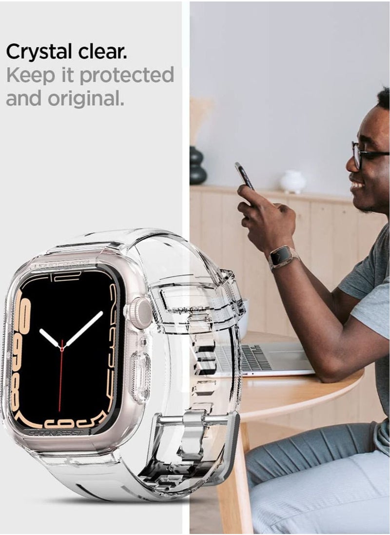 Spigen غطاء حماية Liquid Crystal Pro مع حزام لساعة Apple Series 7 (45 ملم) والسلسلة 6/SE2/SE/5/4 (44 ملم) - شفاف كريستالي  - Image 5