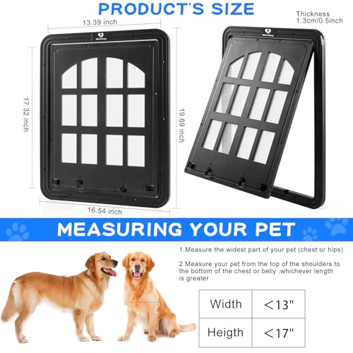 Morikey Large Dog Screen Door 13 x 17 inches Flap Opening Dog Door for Screen Door with 4 Entry Ways Magnetic SelfClosing Pet Screen Door for Dogs Cats Black - Image 3