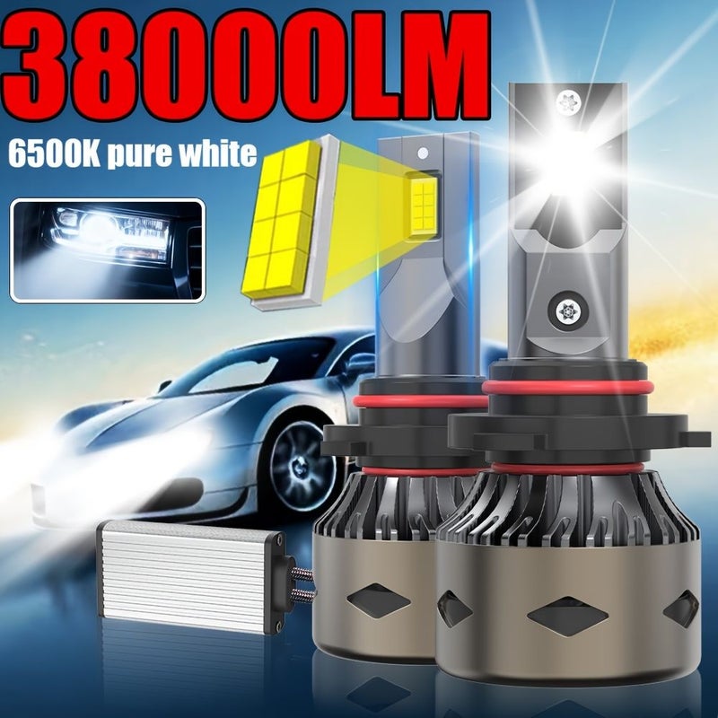 زوج من لمبات LED للرأس H11 H9 H8 بقدرة 6500K، لون أبيض نقي، تبديد فعال للحرارة، جسم من الألومنيوم، للمركبات والسيارات (بدون بطارية)، إضاءة سيارات، عمر افتراضي طويل، لمبات عالية اللومن. - Image 1
