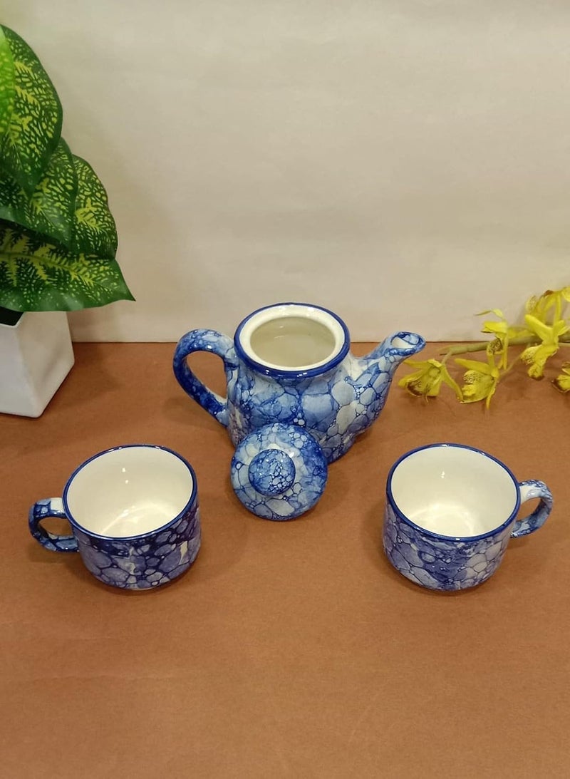 Caffeine Ceramic Handmade Blue and White Tea Tray Set Morning Set Set of 4 - Image 4
