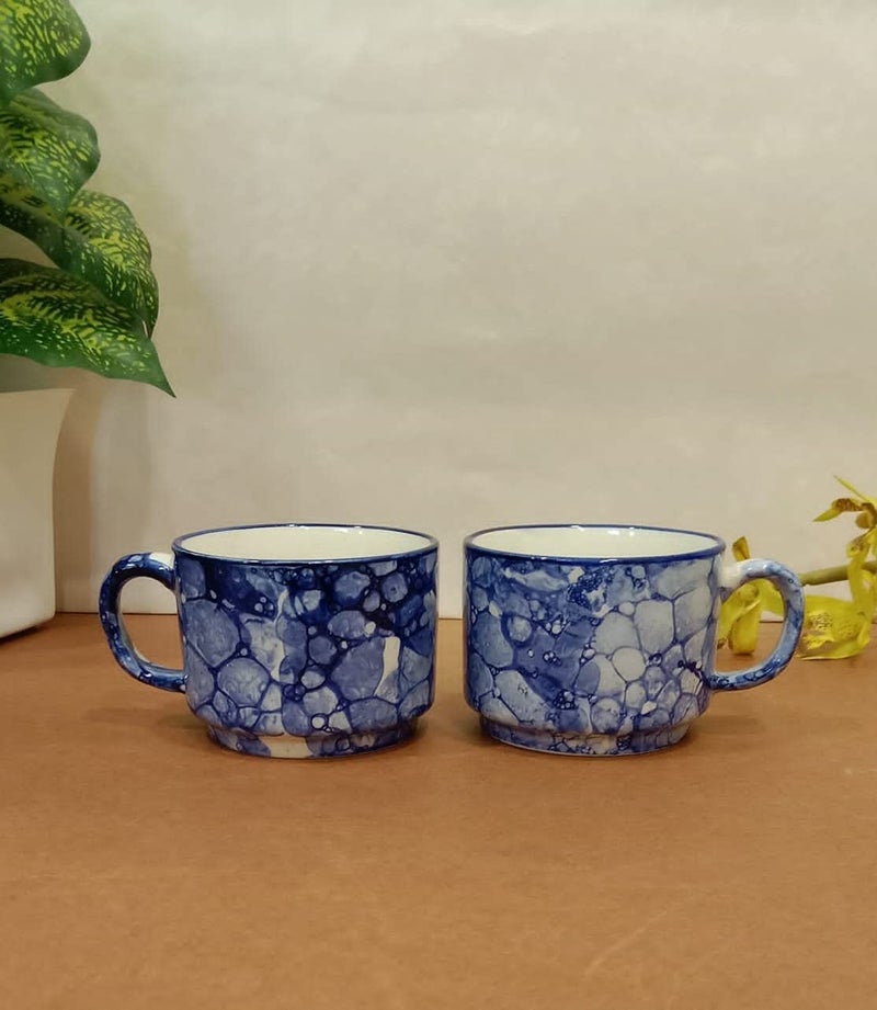 Caffeine Ceramic Handmade Blue and White Tea Tray Set Morning Set Set of 4 - Image 5