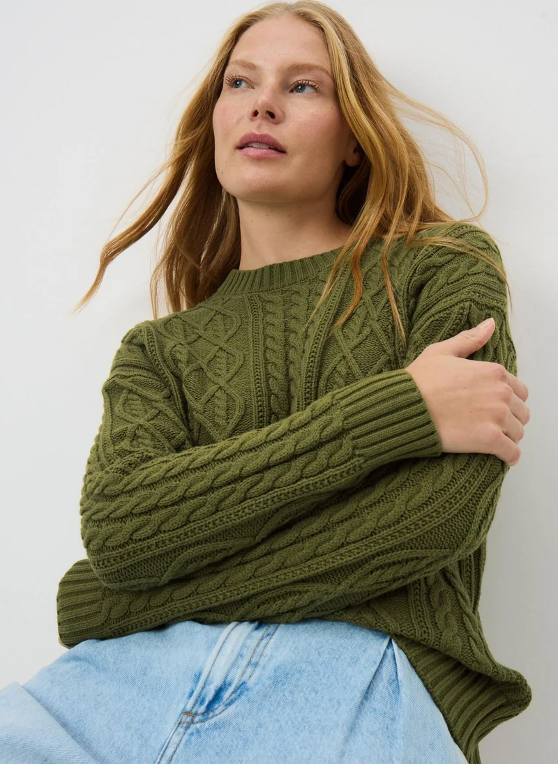 Matalan Green Cable Knit Jumper
