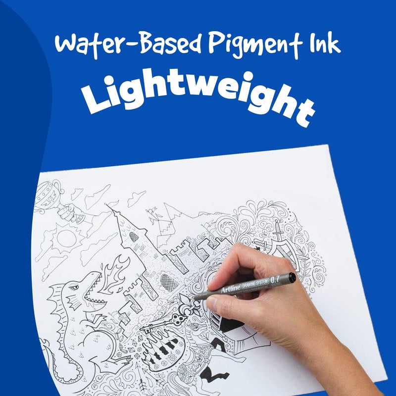 Artline أقلام فنلينر نظام الرسم Artline 230، أقلام رسم فني، مثالية للرسم، التوضيح والمزيد، أسود، 0.1 مم، 0.3 مم، 0.5 مم رؤوس دقيقة، عبوة 3 أقلام - Image 5