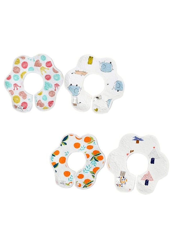 SYOSI 4 Piece Flower Shape Bandana Burp Cloths Soft Saliva Towel Cotton 360 ° Rotate Drool Pink Blue Organic And Super Absorbent Hypoallergenic Pullover Bibs  - Image 1