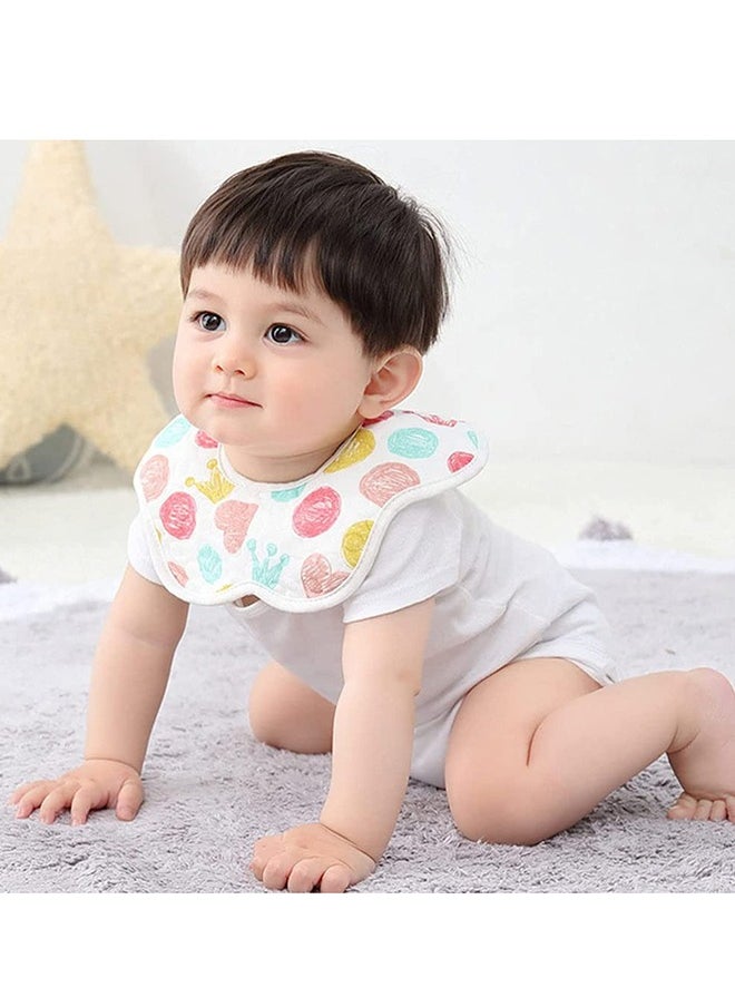 SYOSI 4 Piece Flower Shape Bandana Burp Cloths Soft Saliva Towel Cotton 360 ° Rotate Drool Pink Blue Organic And Super Absorbent Hypoallergenic Pullover Bibs  - Image 5