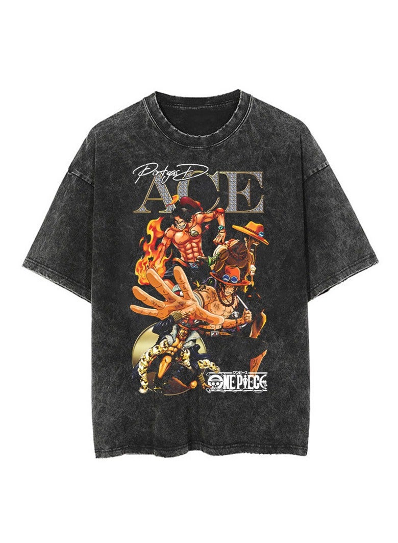 KUYING New One Piece Washed Wax Printed T-shirt  - Image 1