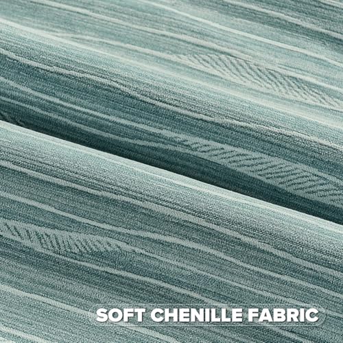 FUTEI Pack of 2 Dyeing Chenille Throw Pillow Covers 18x18 Inch Soft Line Textured Decorative Cushion Cases Modern Farmhouse Accent for Couch Living Room Dyeing Teal - Image 3