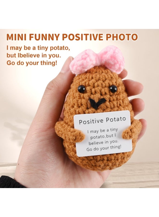 Peachjoy 2 Pcs Handmade Positive Potato Toys, Cute Mini Funny Positive Potato Knitted Plush Crochet Doll, Wool Positive Potato Crochet Doll, Gifts for Best Friends Lovers Birthday Gifts - Image 2