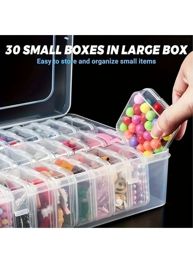 Large Capacity Storage Box With 30 Compartments Transparent Plastic Container Organizer - Image 3