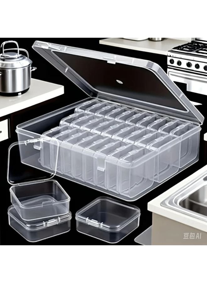 Large Capacity Storage Box With 30 Compartments Transparent Plastic Container Organizer - Image 1