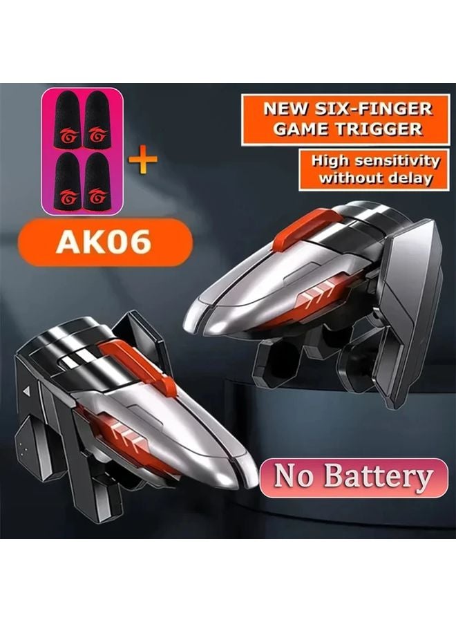 Black Six Finger Game Controller Dual Action Buttons Ergonomic Grip Compatible with PUBG Mobile Legends 1Pair 2Pair Finger Cots - Image 1