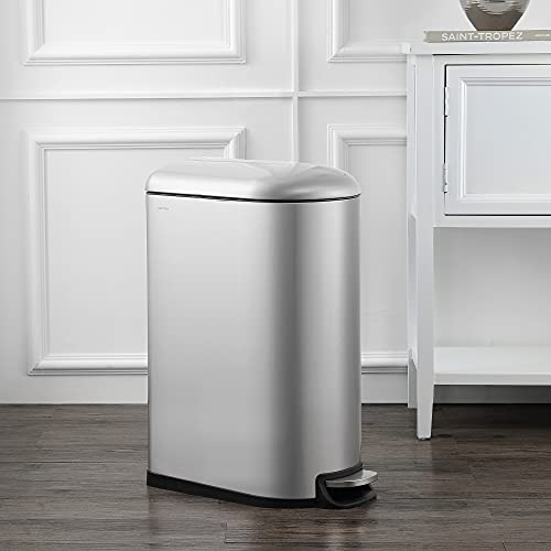 happimess HPM1009A Roland Mini 2.6-Gallon Step-Open Trash Can with Soft-Close Lid, Modern, Minimalistic, Fingerprint Proof for Home, Kitchen, Laundry Room, Office, Bedroom, Bathroom, Chrome - Image 2