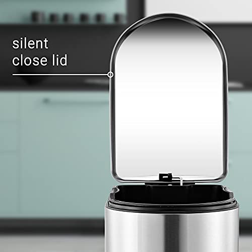 happimess HPM1009A Roland Mini 2.6-Gallon Step-Open Trash Can with Soft-Close Lid, Modern, Minimalistic, Fingerprint Proof for Home, Kitchen, Laundry Room, Office, Bedroom, Bathroom, Chrome - Image 4