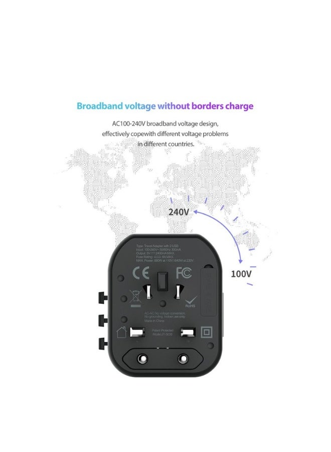 devia Global Multiple Function Charger World Wide Travel Plug Adapter Output USB*2, - Image 3