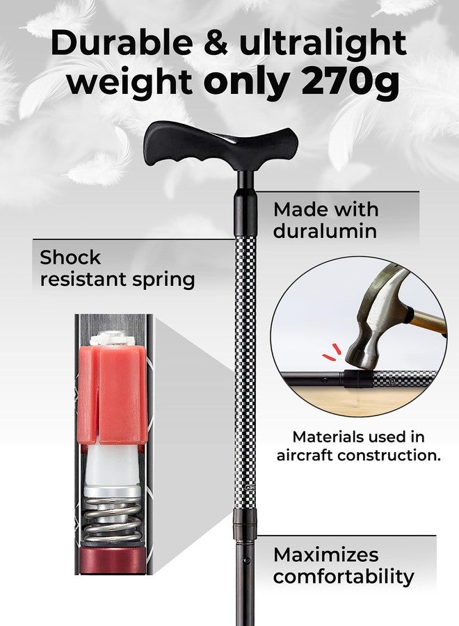Withgear Ergonomic Walking Cane for Men & Women - Foldable & Adjustable Walking Stick with Lightweight Duralumin, Shock-Absorbing Lock (Right-Handed Grip, Black) - Image 4
