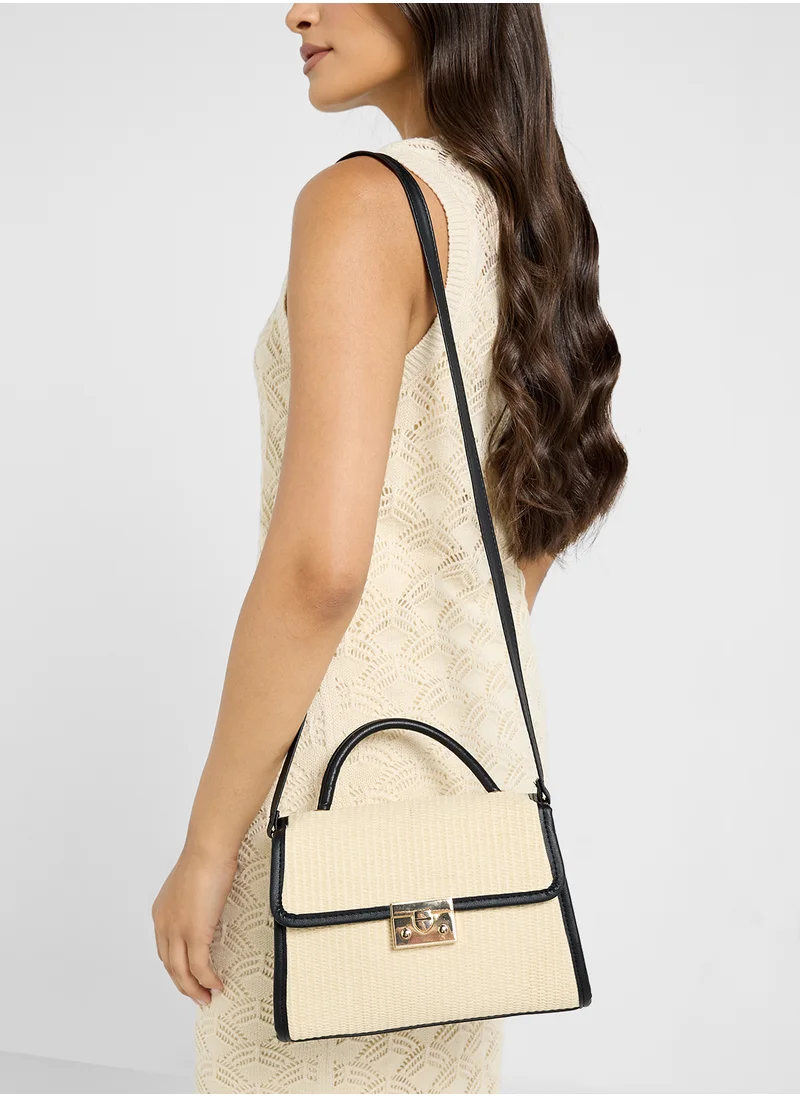 ELLA Contrast Jute Textured Satchel Bag