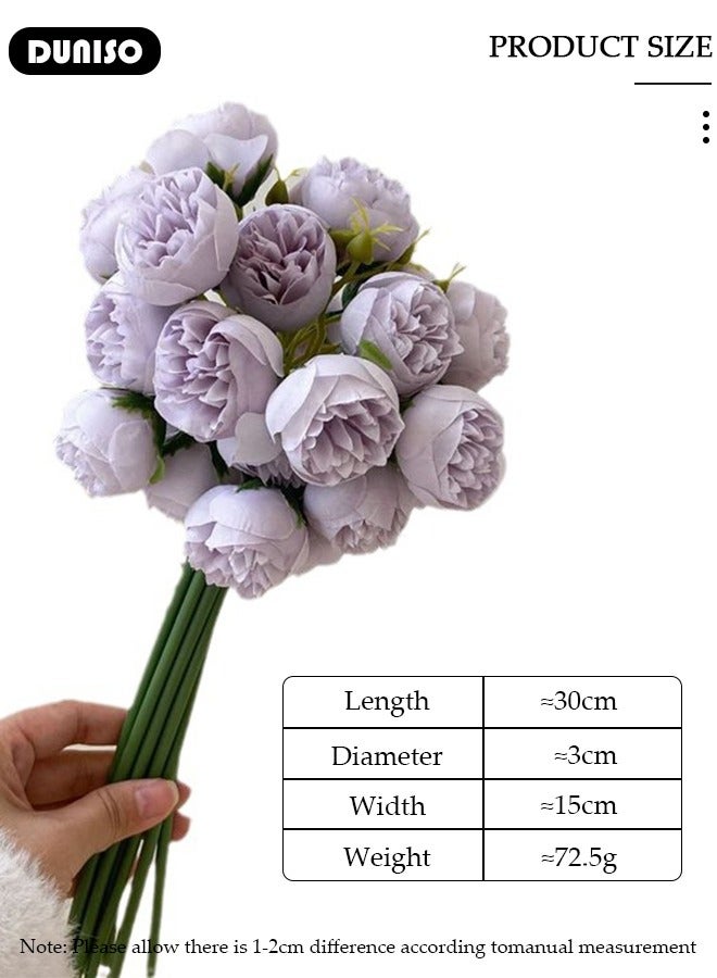DUNISO زهرة بيوني اصطناعية 1 باقة 27 رأس، زهور اصطناعية قابلة لإعادة الاستخدام، باقة زهور بيوني من الحرير الصناعي لحفل الزفاف، المنزل، المكتب، الحفلة، ديكور الزفاف - Image 4