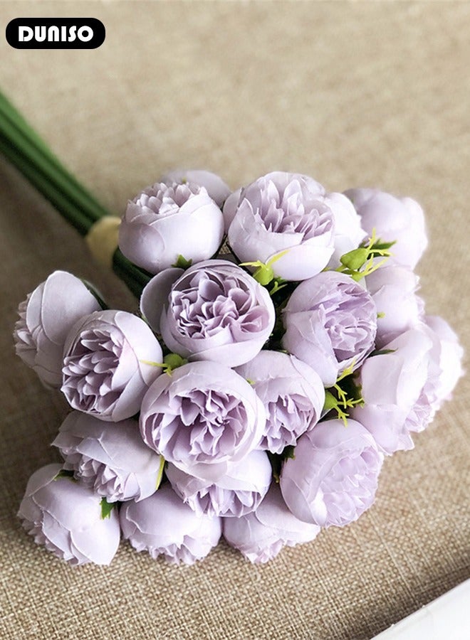 DUNISO زهرة بيوني اصطناعية 1 باقة 27 رأس، زهور اصطناعية قابلة لإعادة الاستخدام، باقة زهور بيوني من الحرير الصناعي لحفل الزفاف، المنزل، المكتب، الحفلة، ديكور الزفاف - Image 5