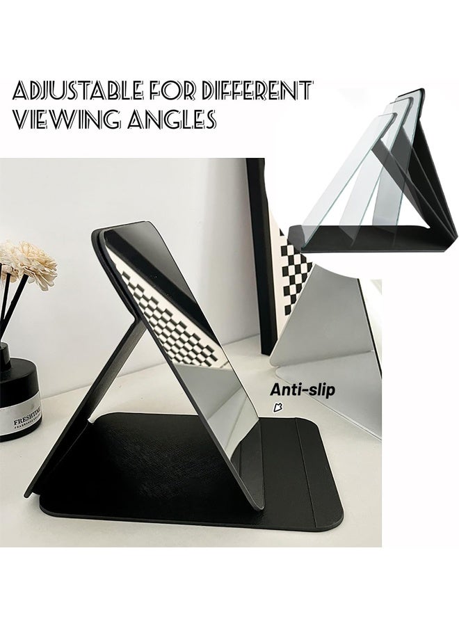 DUNISO Folding Makeup Mirror with PU Leather， Portable Travel Mirror, Folding Mirror with Stand Portable, Desktop Vanity Mirror for Office Desk,Vanity Table, Travel, Camping， 25.5 * 18CM  - Image 4