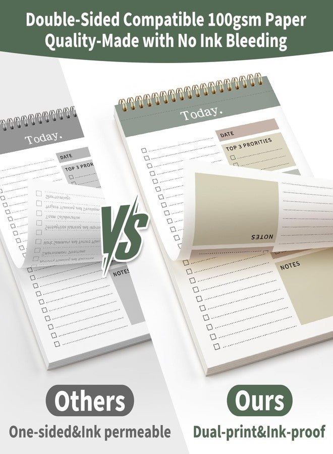 ALKALO 104 Pgs To Do List Notepad, 52 Undated Sheets Duplex-printed Daily Planner For Work Home School Office Desk Accessories Supplies & Goal Setting Tasks -Green - Image 5