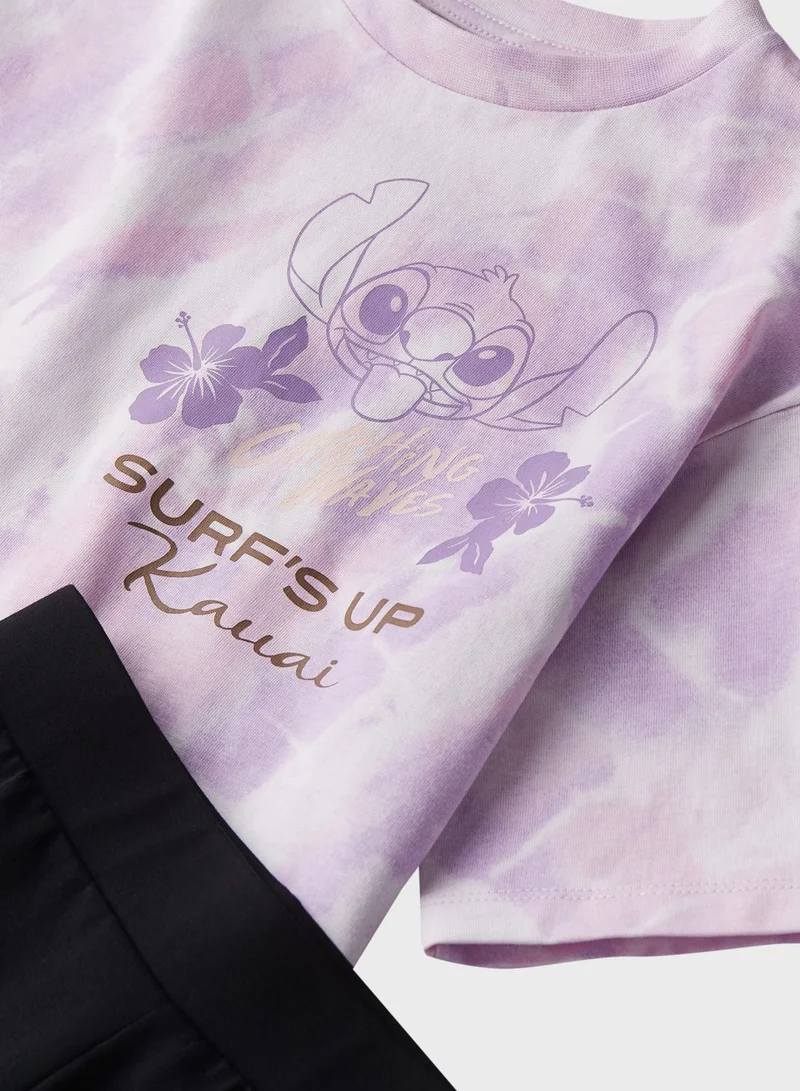 اتش اند ام Kids Crew Neck Graphic T-Shirt & Shorts Set