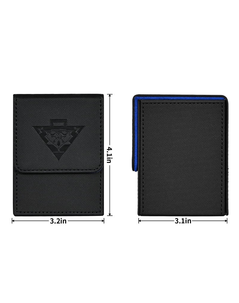 ZLCA Card Deck Box for MTG Yugioh TCG, Card Storage Box with Dividers Holds 100+ Sleeved Cards, Premium Card Deck Case Compatible with CCG Trading Cards (Black&Blue,Puzzle) - Image 2