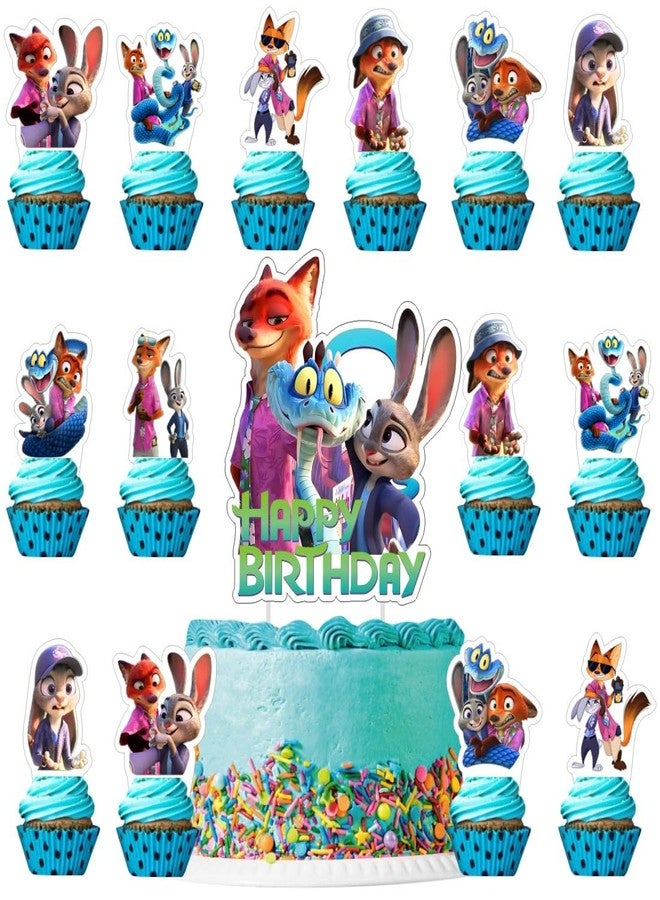 BNFUO 25Pcs Zootopia Cake Decorations with 24pcs Cupcake Toppers, 1pcs Big Cake Topper for Zootopia Birthday Party Supplies - Image 2