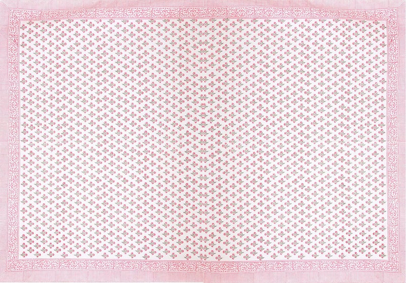 ATOSII Gulbahar White Pink 100 Cotton Fall Rectangle Tablecloth Handblock Print Floral Table Cloth for Kitchen Dining Linen I Thanksgiving Christmas Weddings Outdoors I 72 X 120 Inches I 10 Seater - Image 4