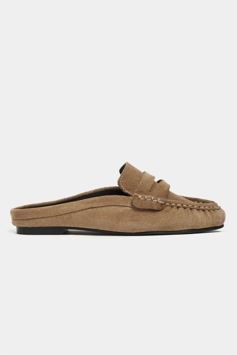 Nisantasi Shoes Loba Suede Leather Loafers Mules