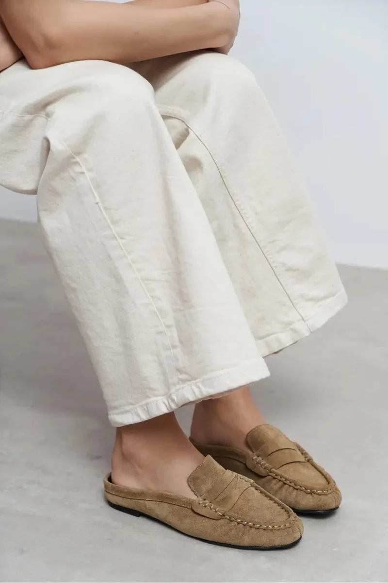 Nisantasi Shoes  Loba Suede Leather Loafers Mules for Women | Best Price UAE