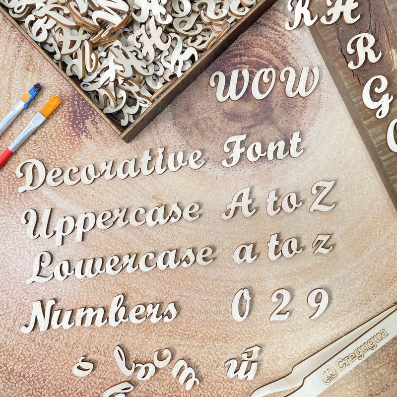 Cregugua 552 Pieces 0.75 Inch Mini Unfinished Wooden Letters Uppercase & Lowercase Unpainted Wooden Numbers Blank Wood Letters Storage for Scrapbooking Crafts - Image 4