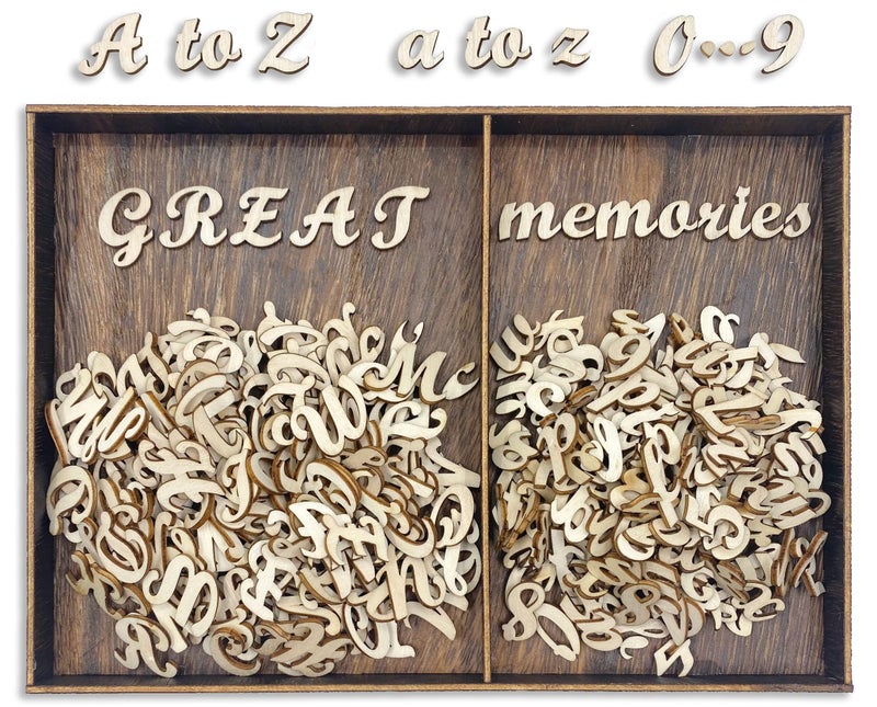 Cregugua 552 Pieces 0.75 Inch Mini Unfinished Wooden Letters Uppercase & Lowercase Unpainted Wooden Numbers Blank Wood Letters Storage for Scrapbooking Crafts - Image 3
