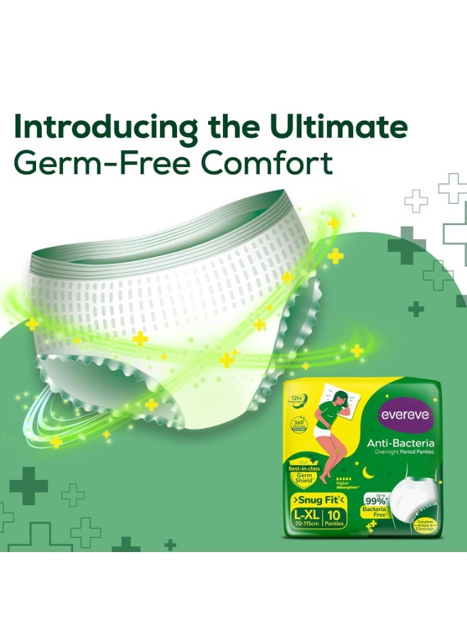 Evereve Anti Bacteria Period Panty for Girls & Women, (L-XL), 10 Pcs, 360 Degree Overnight Coverage, 99.9% Bacteria Free, High Absorbency for Heavy Flow, Maternity Postpartum Disposable Panty - Image 3