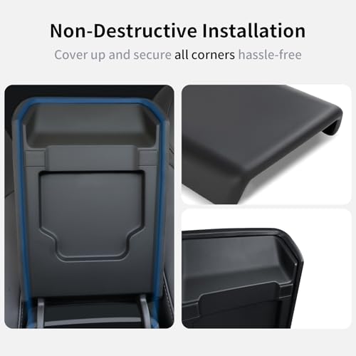 Uxcer Center Console Armrest Cover for Tesla Model Y 2025/2026 Juniper & Model 3 2024/2025 Highland, Anti-Scratch TPE Center Console Protector for Tesla Model 3/Y Interior Accessories, Black - Image 5