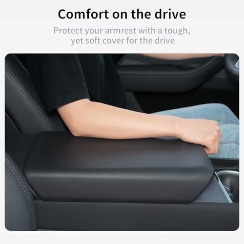 Uxcer Center Console Armrest Cover for Tesla Model Y 2025/2026 Juniper & Model 3 2024/2025 Highland, Anti-Scratch TPE Center Console Protector for Tesla Model 3/Y Interior Accessories, Black - Image 4