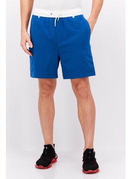Men Drawstring Solid Basic Short, Blue