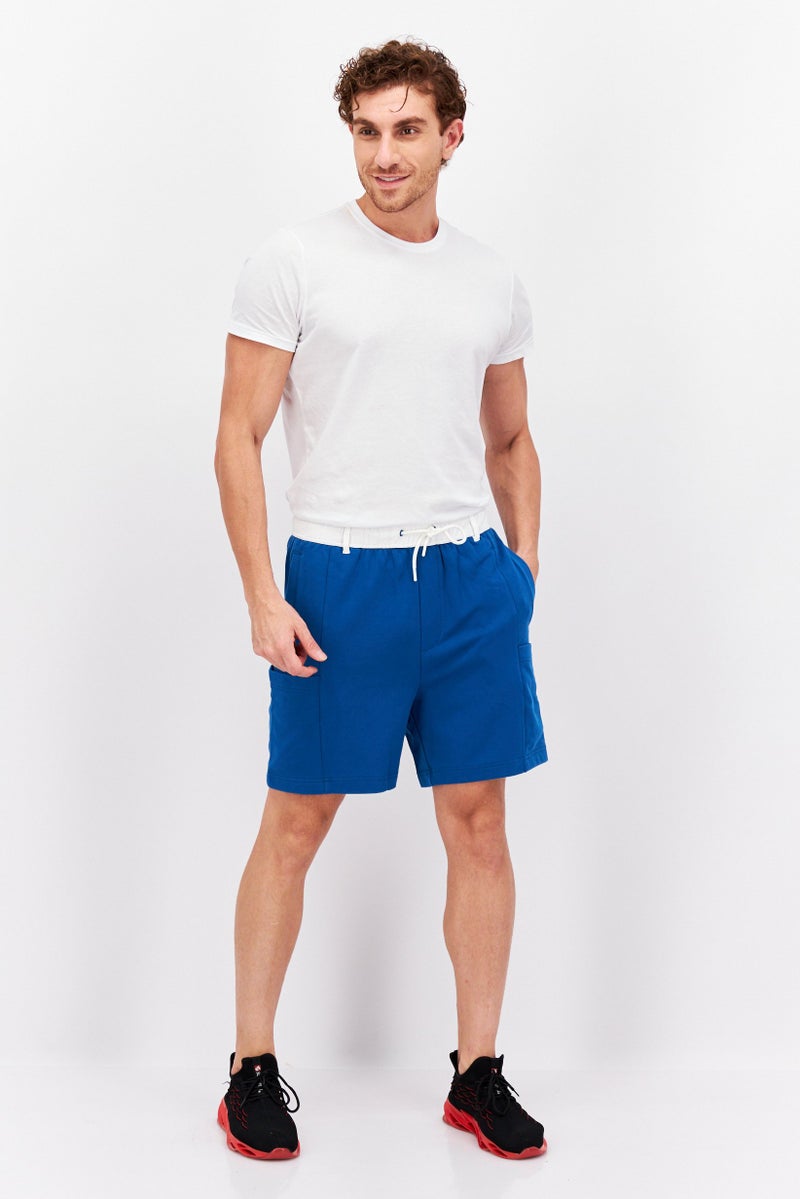 ESPRIT Men Drawstring Solid Basic Shorts, Blue - Image 4