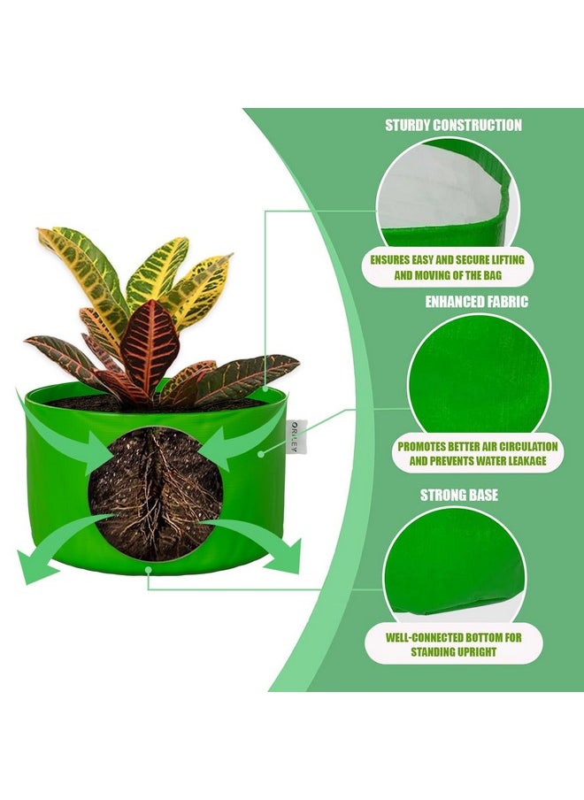 ORILEY Oriley Grow Bag Heavy Duty HDPE Plants Flower Growing Bags Floor Standing Mount Type for Home Garden Balcony Terrace Kitchen Nursery (Green, Round Without Handle, 250 GSM 8 x 8 inch Pack of 20)  - Image 3