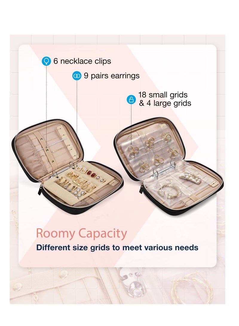 KASTWAVE Jewelry Travel Organizer Case, Transparent Jewelry Storage Book Ring Binder Jewelry Bags Clear Booklet Zipper Pouch Bag for Necklaces, Earrings, Rings, Bracelets - Image 5