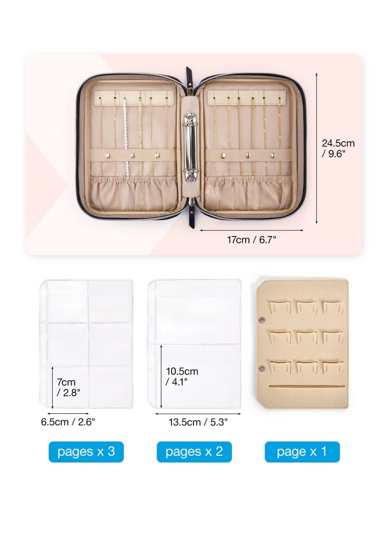 KASTWAVE Jewelry Travel Organizer Case, Transparent Jewelry Storage Book Ring Binder Jewelry Bags Clear Booklet Zipper Pouch Bag for Necklaces, Earrings, Rings, Bracelets - Image 3