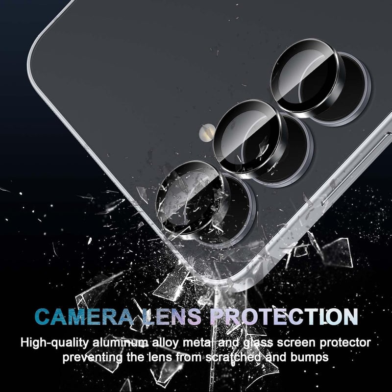 LuTree For Samsung Galaxy S25 FE 5G Tempered Glass Camera Protector, 9H Hardness HD Individual Lens Film, Metal Ring + Protective Glass, Anti-Scratch Camera Protection -Black - Image 4