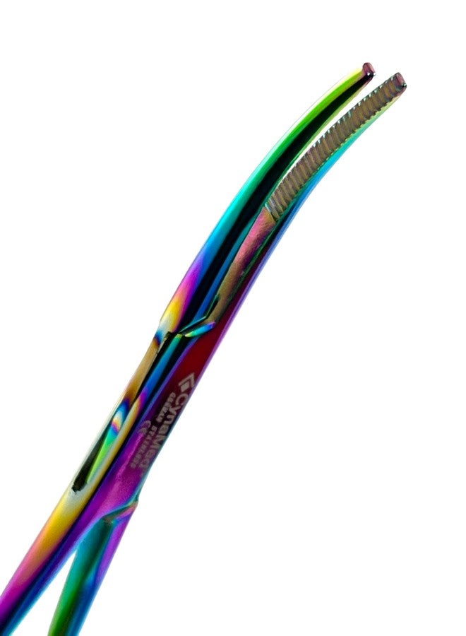 ArTLaB-1 Each Dog Pet Ear/Nose Hair Puller Grooming and Tick Removing Hemostat Locking Forceps Pliers, 5.5" (14cm), Straight Curved Forceps (Curved Rainbow 5.5") - Image 3