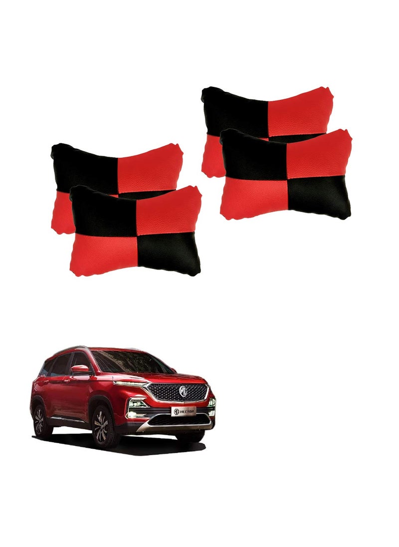 Adroitz Adroitz Red Neck Rest Soft Cushion in Leatherette Material Check Design for Car Pair of 2_174  - Image 1