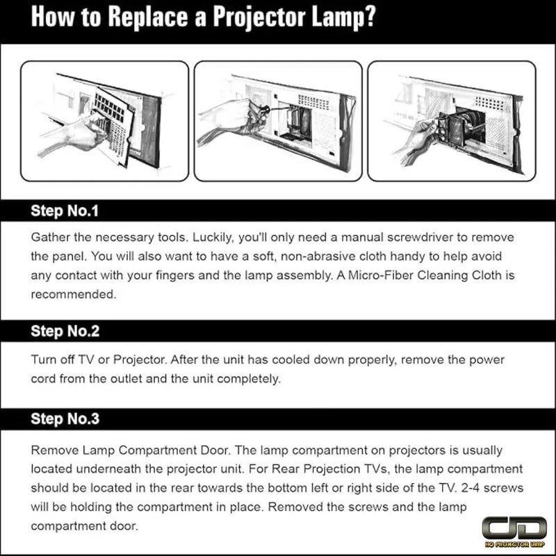 CJD Rear Projection TV Replacement Lamp 915P049010 with Housing for Mitsubishi WD-52631 WD-57731 WD-57732 WD-65731 WD-65732 WD-Y57 WD-Y65 - Image 2
